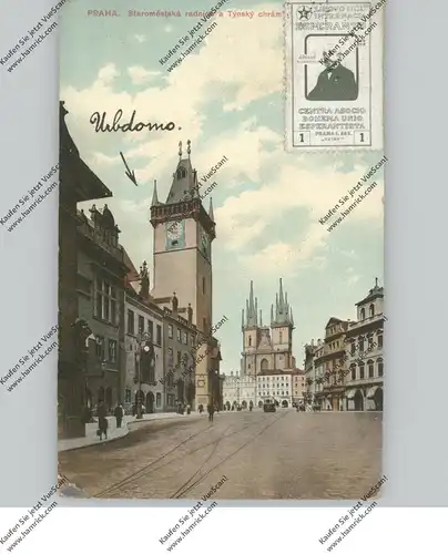 CZ 110 00 PRAHA / PRAG, ESPERANTO 1912, Vignette, kl. Eckknick