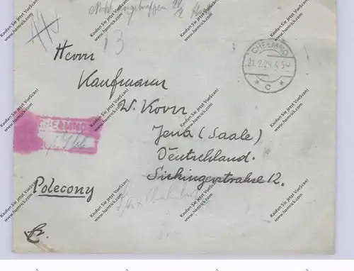 POLSKA / POLEN, 1929, R-Brief Celmno nach Jena, Frankatur rückseitig