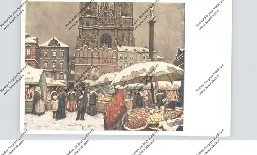 CZ 110 00 PRAHA / PRAG, Künstler-Karte T.F. Simon, Weihnachtsmarkt