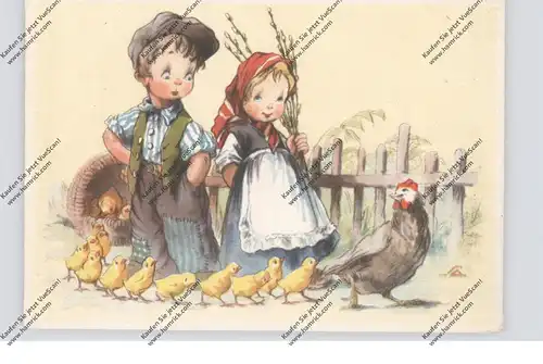 KINDER - mit Huhn und Küken, Künstler-Karte