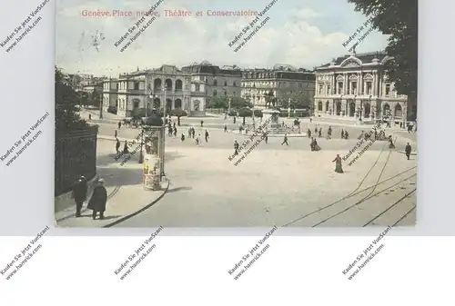 CH 1200 GENEVE / GENF GE, Place neuve, Theatre e Conservatoire, 1910, Litfaßsäule