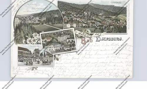 0-6303 BAD ELGERSBURG, Lithographie 1896, Bahnhof / Hotel Victoria, Kurhaus, Elgersburg...