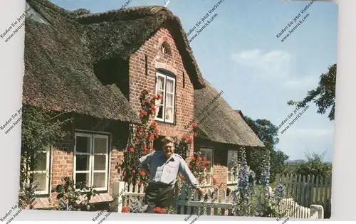 2278 NEBEL / Amrum, Kammersänger Hermann Prey vor seinem Haus