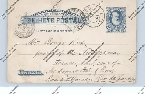 BRASIL - 1891, Postal Stationery, Santos - Rio