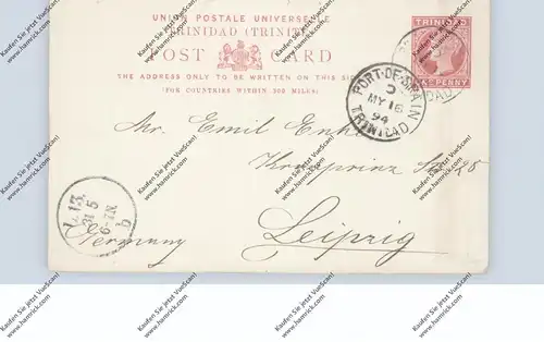 TRINIDAD - Postal stationery 1894, Port of Spain - Leipzig