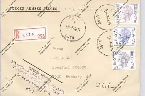 MILITÄR - Belgische Feldpost, B.P.S. 5, Köln-Weiden, Einschreiben Fa. SHELL AG Hamburg