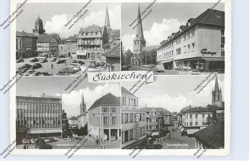 5350 EUSKIRCHEN, Bahnhofstrasse mit Eifel-Kaufhaus, Markt, Martinskirche, Bahnhofsvorplatz, belgische Militärpost 1962