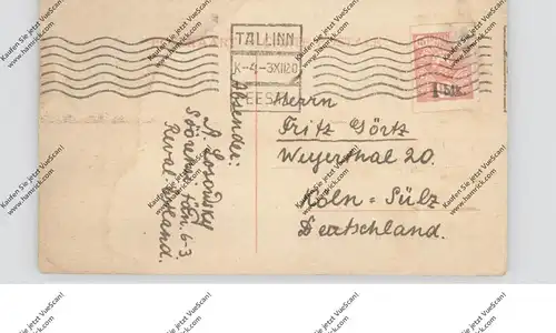 EESTI / ESTLAND - 1920, Michel 9, Einzalfrankatur nach Deutschland, Papierreste auf Briefmarke