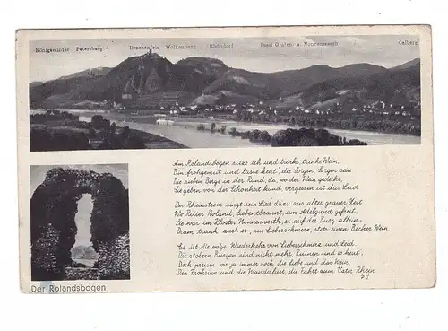 5480 REMAGEN - ROLANDSECK, Rolandsbogen, Panoramaansicht, Gedicht, 1955