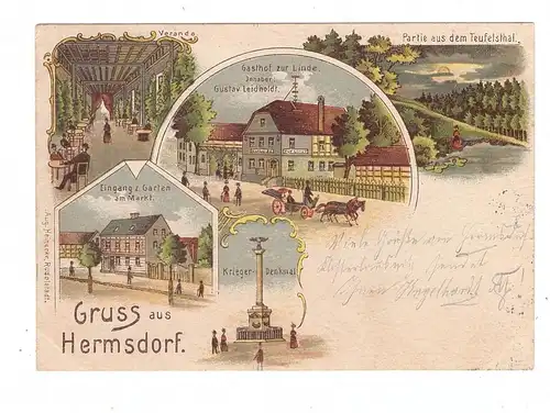 0-6530 HERMSDORF, Lithographie, Gasthof zur Linde