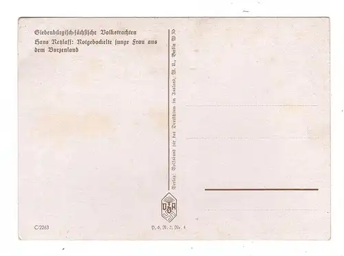 RUMÄNIEN - Siebenbürgische Volkstrachten, Retzlaff: Junge Frau aus dem Burgenland, VDA C/2263