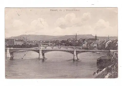 CH 4000 BASEL BS, die 3 Rheinbrücken, 1933