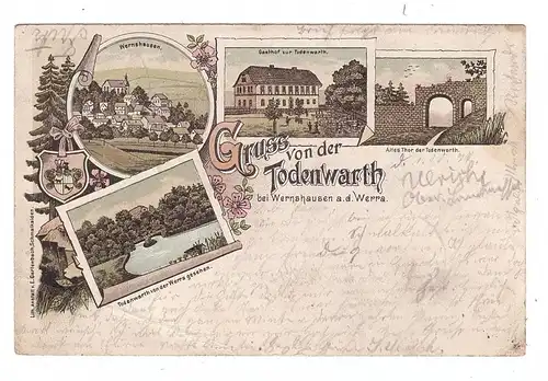 0-6080 SCHMALKALDEN - WERNSHAUSEN, Lithographie 1898, Gruss von der Todenwarth... Druckstelle