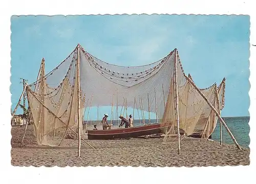 FISHING - Caribbean, Drying native fishing nets