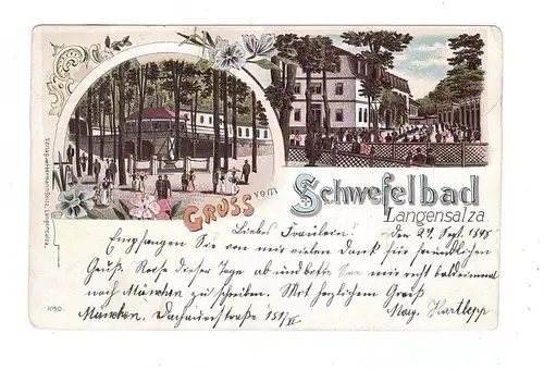 0-5820 BAD LANGENSALZA, Lithographie 1898, Schwefelbad