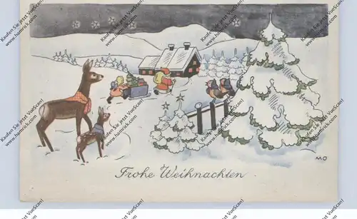 WEIHNACHTEN / NIKOLAUS / WEIHNACHTSMANN / SANTA, Geschenkeverteilung im Schnee