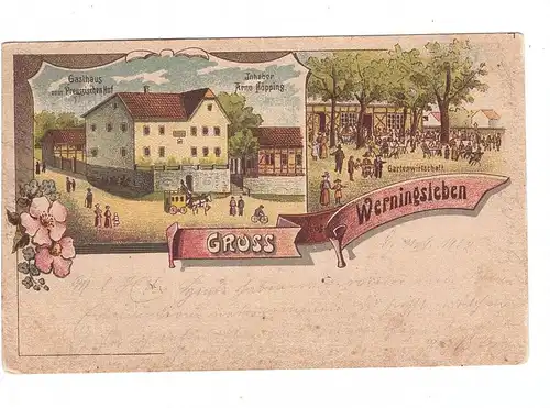 0-5211 WERNINGSLEBEN, Lithographie "Gasthaus zum Preussischen Hof", Inh. Arno Höpping