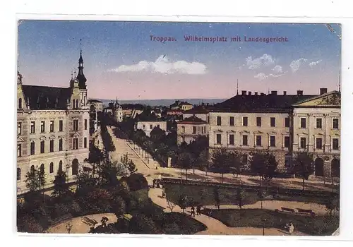 BÖHMEN & MÄHREN - TROPPAU / OPAVA, Wilhelmsplatz mit Landgericht, 1920