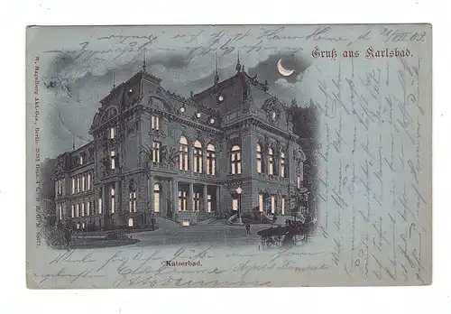 BÖHMEN & MÄHREN - KARLSBAD / KARLOVA VARY, Kaiserbad, Halt gegen Licht / Hold to light, 1903