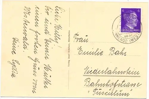 5439 RENNEROD - ELSOFF, Bäckerei Stippler, Dorfpartie, Kirche, Panorama, 1942