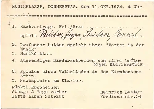 3000 HANNOVER, Professor Heinrich Lutter, 1858 - 1937, Pianist, Klavierpädagoge, Autograph & Schriftverkehr