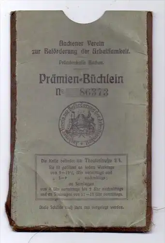 5100 AACHEN, Prämien-Büchlein, Aachener Verein zur Förderung der Arbeitsamkeit, 1905, im Folder