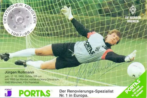 FUSSBALL - WERDER BREMEN - JÜRGEN ROLLMANN, Autogramm