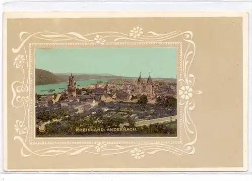 5470 ANDERNACH, Panorama, dekorative Präge-Karte, ca. 1900