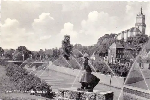 4190 KLEVE, Schüsterken Brunnen, Schwanenburg, 1957
