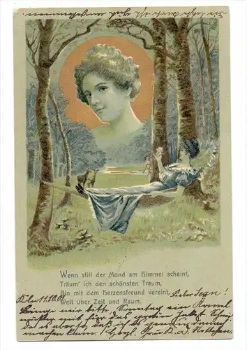 PHANTASIE - Frauen, 2 Golddruck-Lithos, 1901