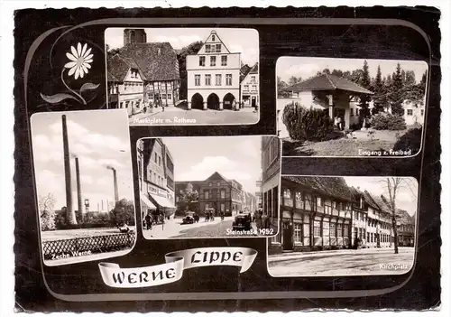 4712 WERNE, Mehrbild, Zeche Werne, Steinstrasse, Marktplatz, Kirchplatz, Freibad