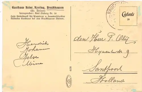 5787 OLSBERG, Bruchhauser Steine, Bornstein, 1929
