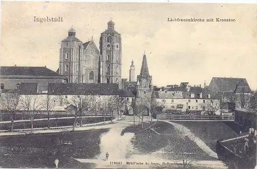 8070 INGOLSTADT, Liebfrauenkirche mit Kreuztor, 1908