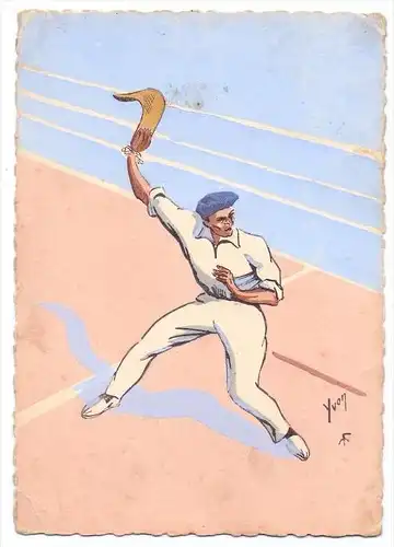 SPORT - PELOTE BASQUE, Künstler-Karte 1950, kl. Druckstelle