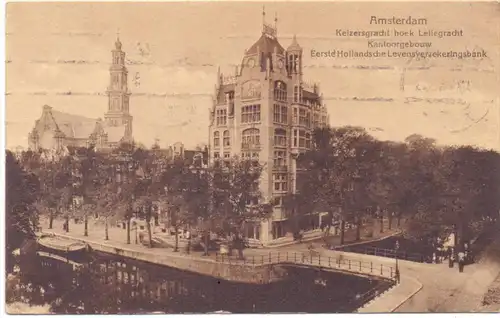 NL - NOORD-HOLLAND - AMSTERDAM, Keizergracht, Eerste Hollandsche Levensverzekeringsbank, 1919