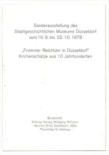 4000 DÜSSELDORF, Stadtarchiv, Sonderausstellung 1978