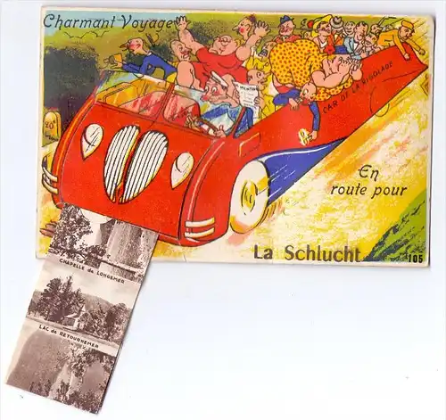 F 68140 SOULTZEREN Col de la Schlucht, Leporello, carte systeme, 1955