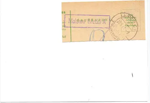 0-2063 MALCHOW, Landpoststempel - Ausschnitt, auf Karton aufgeklebt