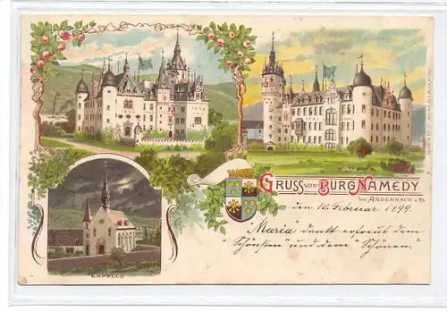 5470 ANDERNACH - NAMEDY, Lithographie Burg Namedy, 1899