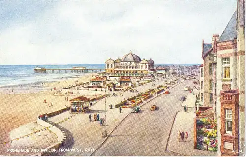 UK - WALES - DENBIGSHIRE - RHYL, Promenade and Pavilion from West, Artist BFC Parr