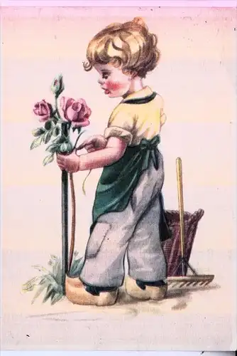 KINDER / Children / Enfants / Bambini / Ninos / Kinderen - Künstler-Karte, Junge mit Rosen