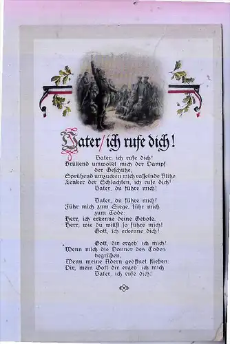 MILITÄR - 1.Weltkrieg, Lieder-Karte "Vater, ich rufe dich, Patriotica, 1915