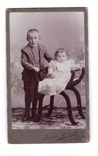 0-6500 GERA , Hartphoto / CDV, 2 Kinder, Atelier Franz Scheffer, 1902
