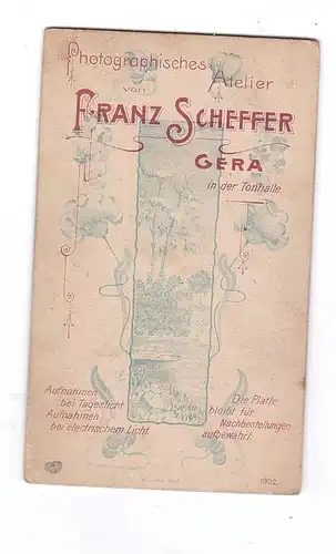 0-6500 GERA , Hartphoto / CDV, 2 Kinder, Atelier Franz Scheffer, 1902