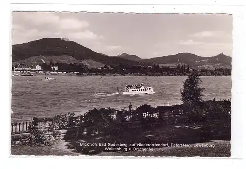 5300 BONN - BAD GODESBERG - Rheinufer, Blick auf Königswinter, Personenschiffchen