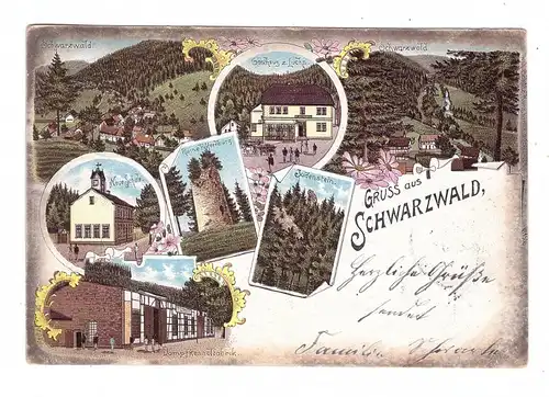 0-5806 LUISENTHAL - SCHWARZWALD, Lithographie, Dampfkesselfabrik, Judenstein, Gasthaus zum Luchs, Neue Schule...