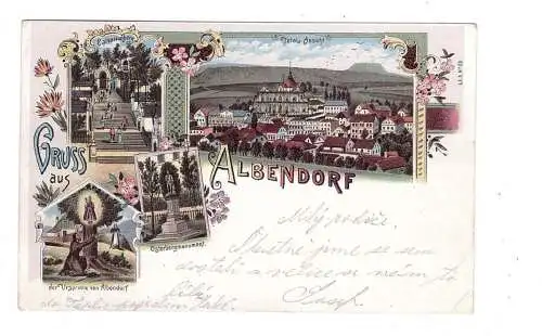 NIEDER-SCHLESIEN - ALBENDORF / WAMBIERZYCE (Glatz), Lithographie 1898, Osterbergmonument, Calvarienberg....