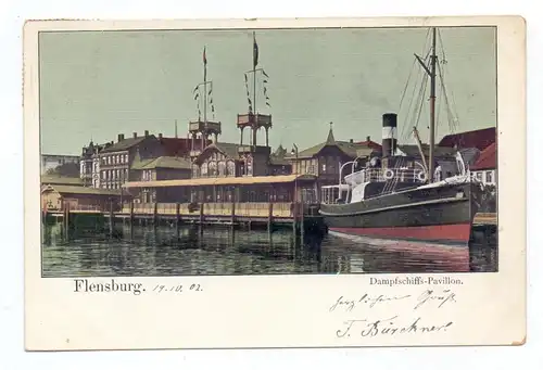 2390 FLENSBURG, Dampfschiff-Pavillon, Dampfschiff "ADLER", 1902
