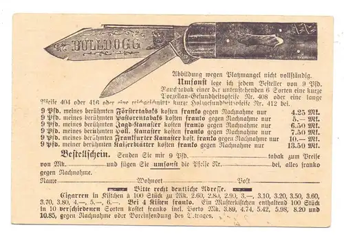 7520 BRUCHSAL, Firmen-Karte Emil Köller, Cigarren- und Tabakfabrik