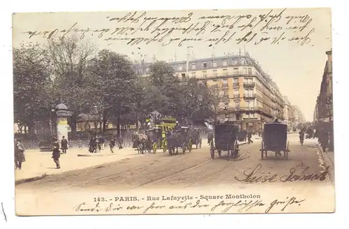 F 75009 PARIS, Rue Lafayette - Square Montholon, Roues, anime, 1903